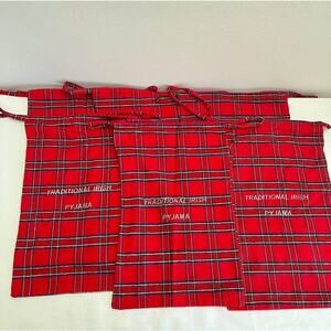 Lee Valley Ireland Gift bag Drawstring Plaid Traditional Irish PJ Red Christmas
